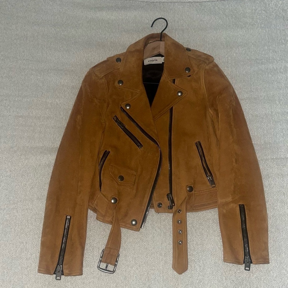 Coach Women’s Suede Moto Jacket - Brown